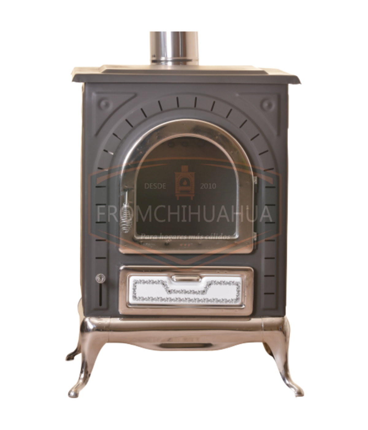 CHIMENEA KCH01 - Puerta con ventana de vidrio templado con "Detalles Cromados" .......... Envio Gratis *