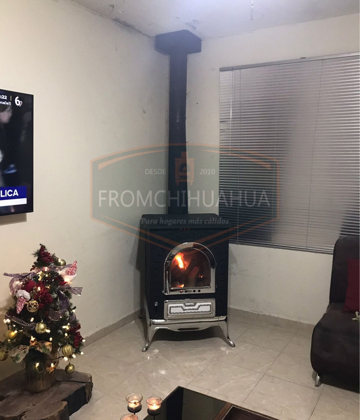 CHIMENEA KCH01 - Puerta con ventana de vidrio templado con "Detalles Cromados" .......... Envio Gratis * - Image 5