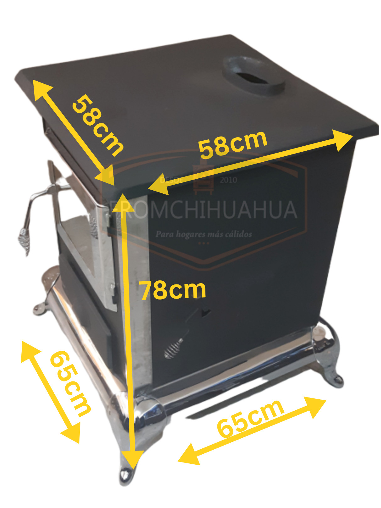 CHIMENEA CN09 - Cubierta FIERRO VACIADO, Vidrio templado, Detalles cromados ENVIO GRATIS !!* - Image 3