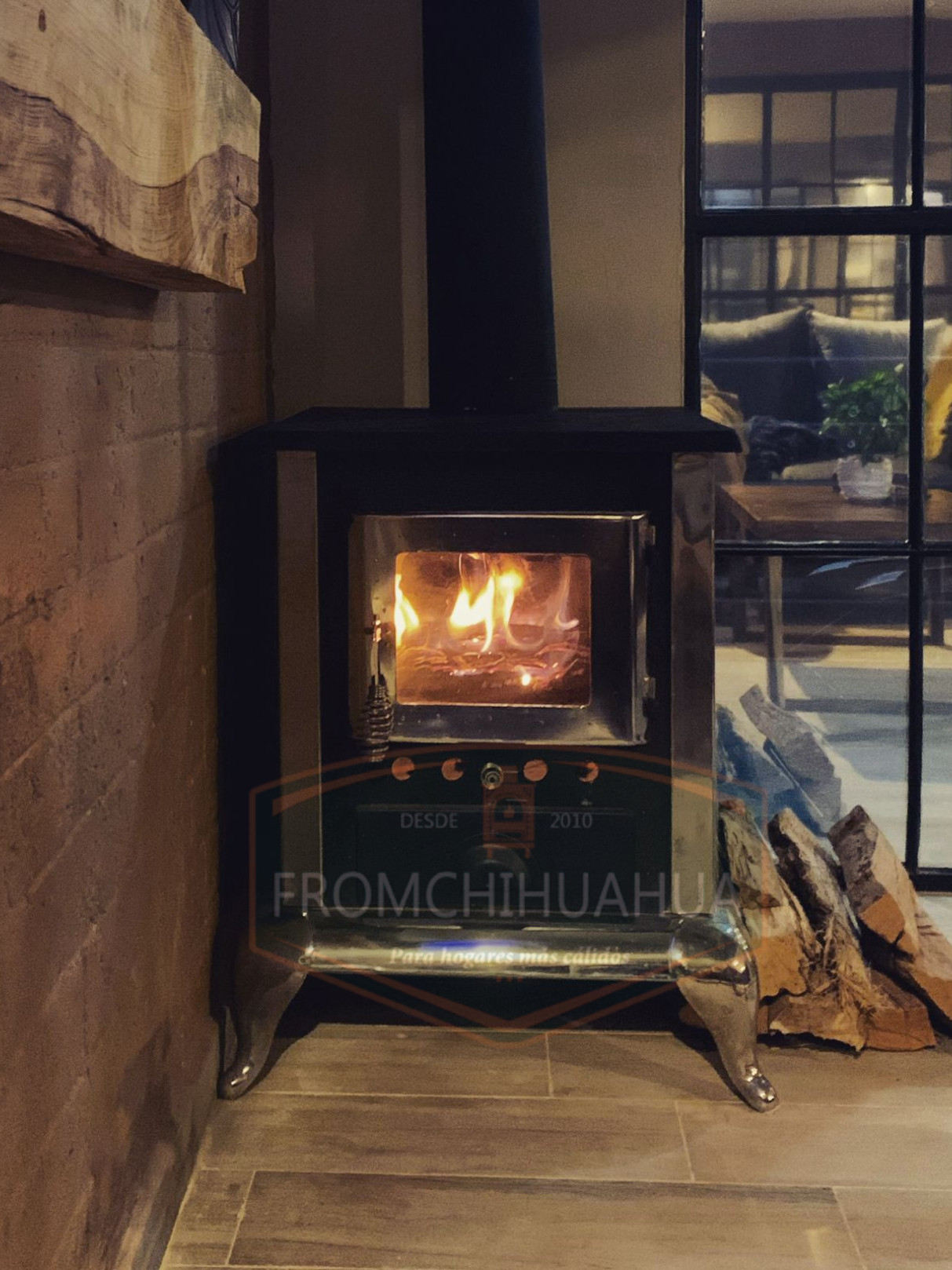 CHIMENEA CN09 - Cubierta FIERRO VACIADO, Vidrio templado, Detalles cromados ENVIO GRATIS !!* - Image 12