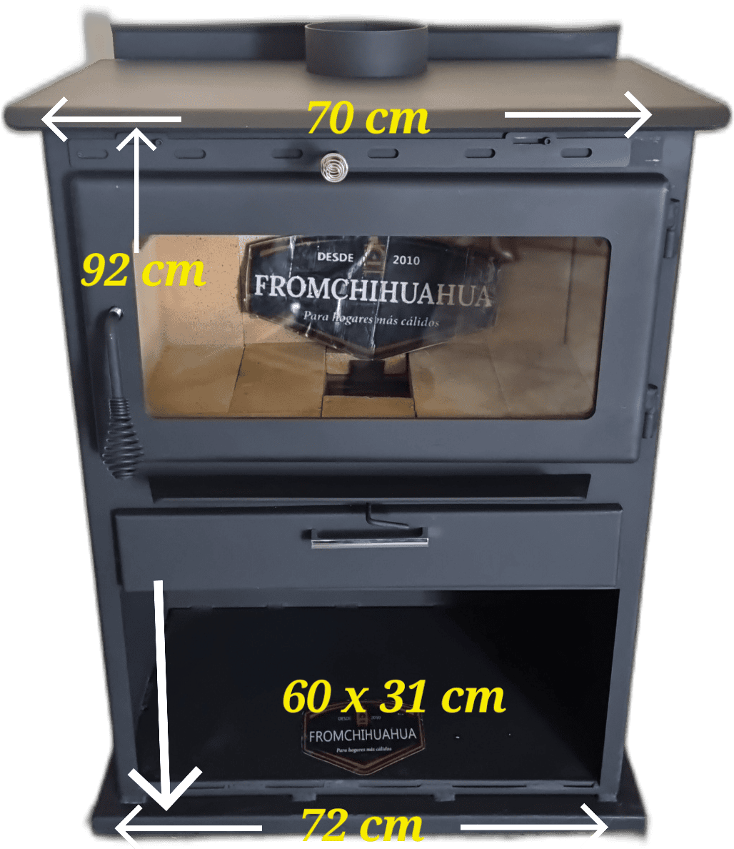 Chimenea DOBLE COMBUSTION - Cubierta placa de acero 1/4 pulgada, Puerta de Vidrio templado, Ladrillo refractario, solo pintada PORTA LEÑA.. ENVIO GRATIS !!* CH2C PL - Image 4