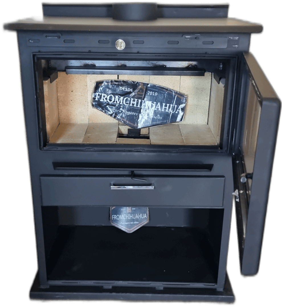 Chimenea DOBLE COMBUSTION - Cubierta placa de acero 1/4 pulgada, Puerta de Vidrio templado, Ladrillo refractario, solo pintada PORTA LEÑA.. ENVIO GRATIS !!* CH2C PL - Image 9