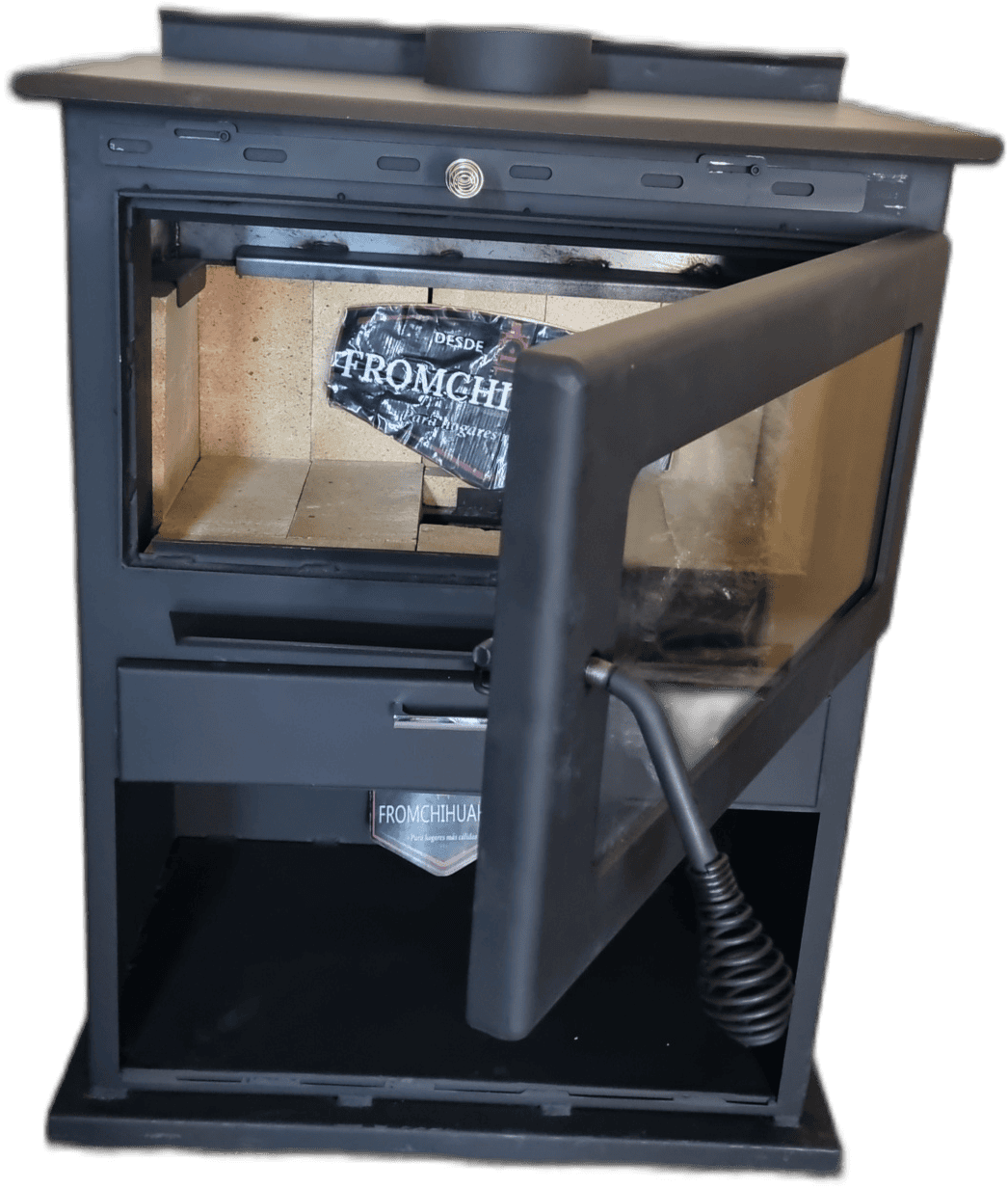 Chimenea DOBLE COMBUSTION - Cubierta placa de acero 1/4 pulgada, Puerta de Vidrio templado, Ladrillo refractario, solo pintada PORTA LEÑA.. ENVIO GRATIS !!* CH2C PL - Image 10